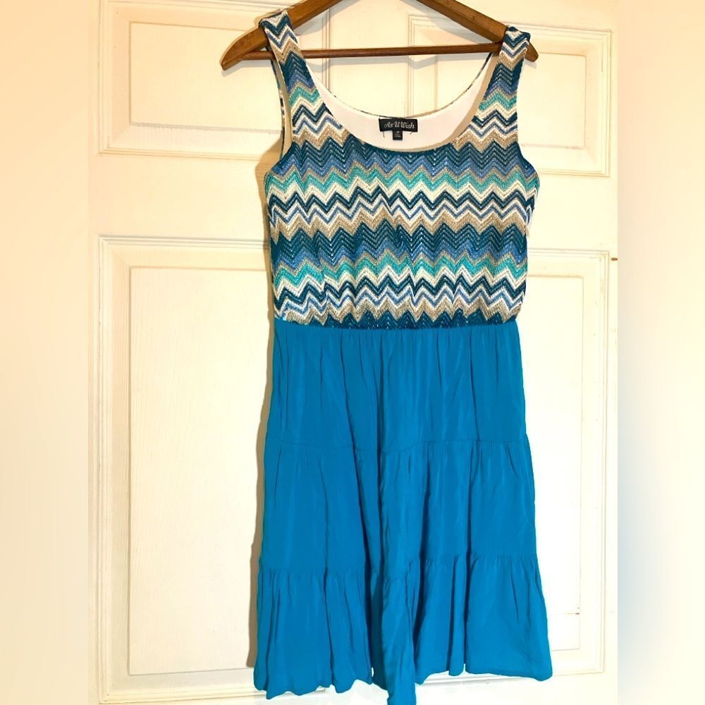 As U Wish, mini dress, beautiful crochet top, excellent condition, size medium